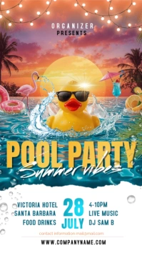 White Maximalist Aqua Pink Pool Party Instagram Story template