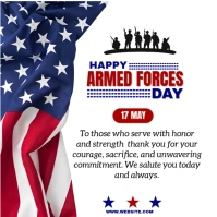 White Maximalist Armed Forces Day Instagram Post Wpis na Instagrama template