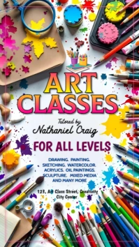 White Maximalist Art Classes  Instagram Story template