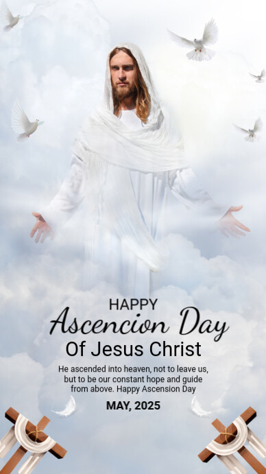 White Maximalist Ascension Day Digital Display (9:16) template