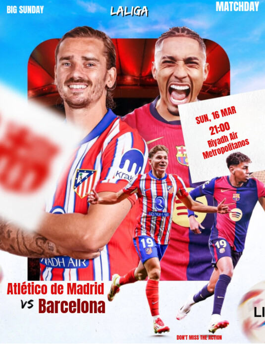 Copy of White Maximalist Atletico Madrid Vs Barcelona Matchday Flyer ...