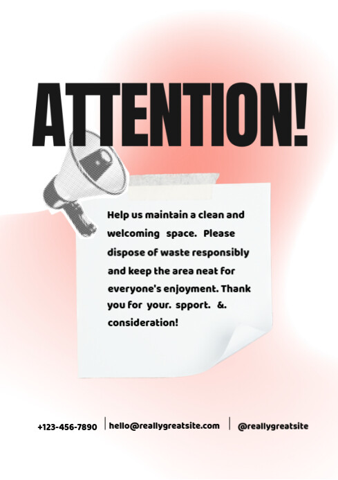 White Maximalist Attention Post A4 template