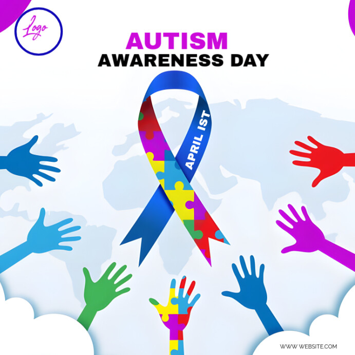 White Maximalist Autism Awareness Day Flyer Instagram Post template