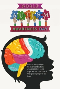 White Maximalist Autism Awareness Day Pinterest Graphic template
