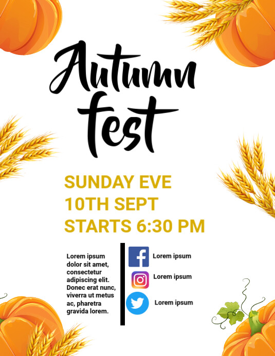 White Maximalist Autumn Fest Flyer (us Letter) template