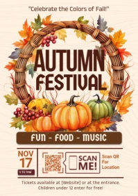 White Maximalist Autumn Festival A4 template
