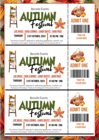 White Maximalist  Autumn Festival Admit Ticket  A6 template