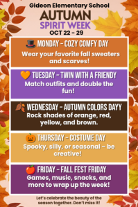 White Maximalist Autumn Spirit Week  Pinterest Graphic template