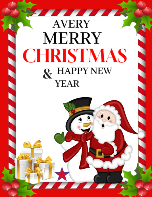 Plantilla de White Maximalist Avery Merry Christmas And Happy New Year ...