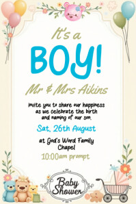 White Maximalist Baby Boy Shower Pinterest Graphic template