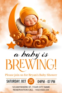 White Maximalist Baby Shower Poster template