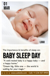 Putih White Maximalist Baby Sleep Day Poster Plakat Template