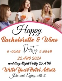 White Maximalist  Bachelorette Party ,woman W Flyer (US Letter) template