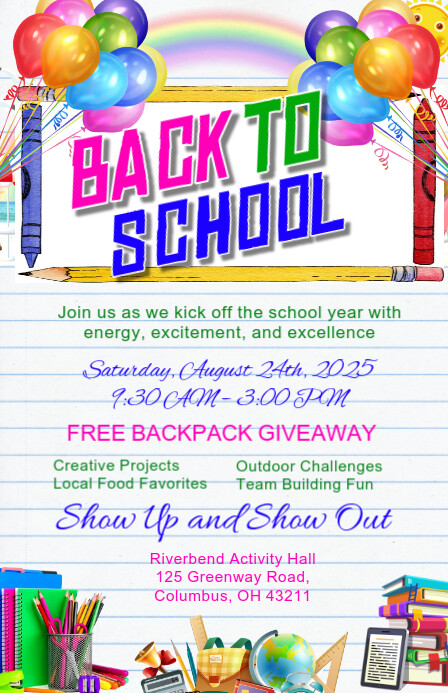White Maximalist  Back To School  Flyer Tabloid Tablóide template