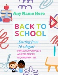 Biały Back to School Announcement Flyer Template