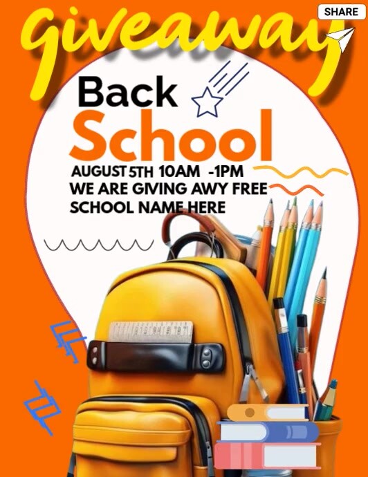 White Maximalist Back To School Giveaway Flyer (us Letter) 传单(美国信函) template