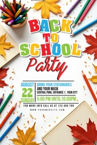 White Maximalist Back To School Party Pinterest Graphic template