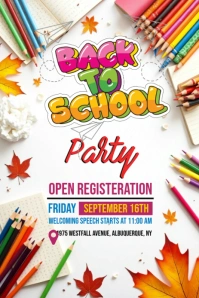 White Maximalist Back To School Party Pinterest Graphic template