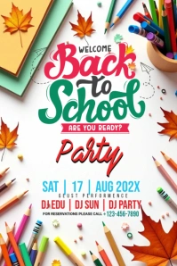White Maximalist Back To School Party Pinterest Graphic template