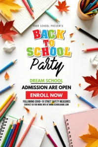 White Maximalist Back To School Party Pinterest Graphic template