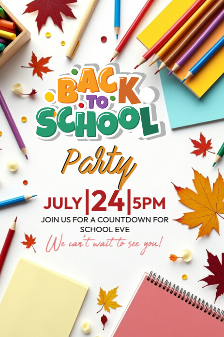 White Maximalist Back To School Party Pinterest Graphic template