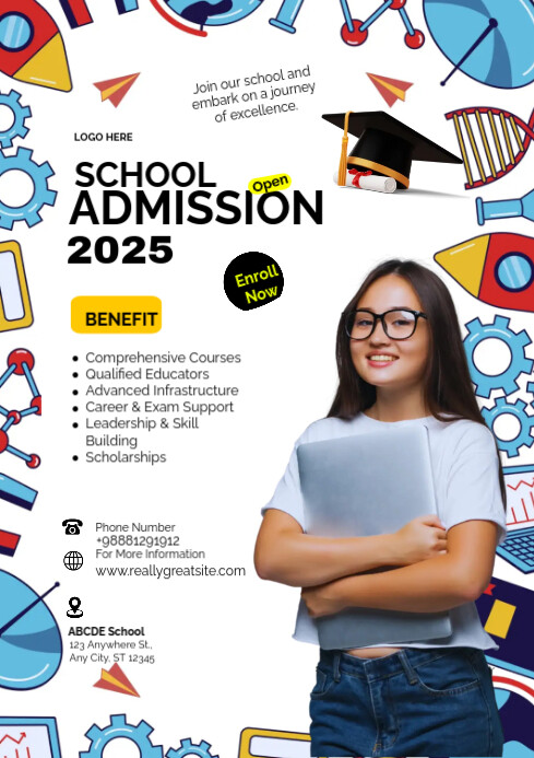 White Maximalist Back To School Poster  A4 template