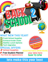 White Maximalist Back To School Poster Flyer (us Letter) template