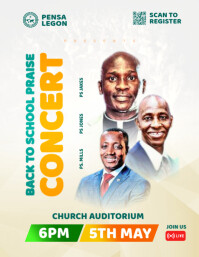 White Maximalist Back To School Praise Concert Flyer – Editable Youth & Church Event Template Flyer Folheto (US Letter)