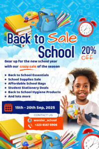 White Maximalist Back To School Sale  Poster template