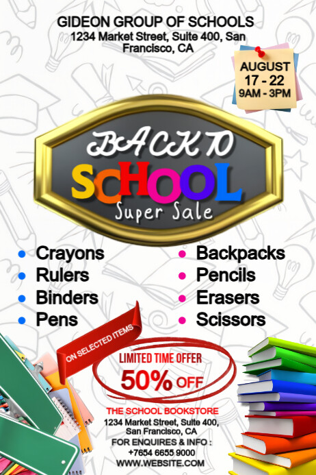 White Maximalist Back To School Super Sale  Poster Plakkaat template
