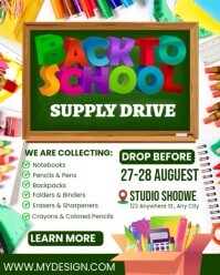 White Maximalist Back To School Supply Drive Instagram Portrait template