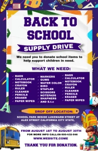 White Maximalist Back To School Supply Drive Tabloide template