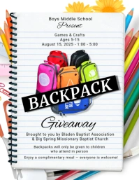 White Maximalist Backpack Giveaway A4 Flyer (us Letter) template