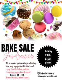 White Maximalist Bake Sale Fundraiser Flyer (us Letter) template