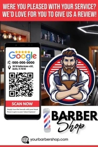 White Maximalist Barber Review Poster template