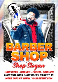 White Maximalist Barber Shop  A3 template