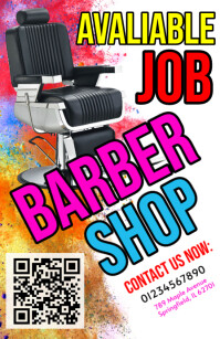 White Maximalist Barber Shop Flyer Tabloid template