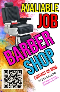 White Maximalist Barber Shop Flyer Tabloid template