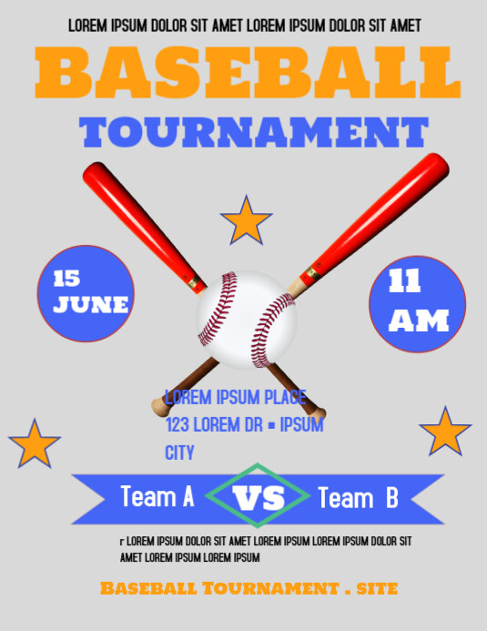 White Maximalist Baseball Tournament Poster Flyer (us Letter) Template ...