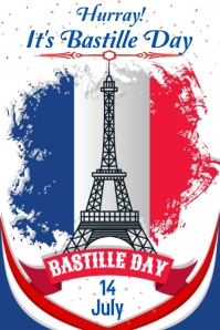 WHITE MAXIMALIST BASTILLE DAY POSTER TEMPLATE Плакат