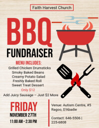 White Maximalist Bbq Fundraiser Flyer (us Letter) template