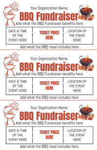 White Maximalist Bbq Fundraiser Ticket Tabloid Tabloide template