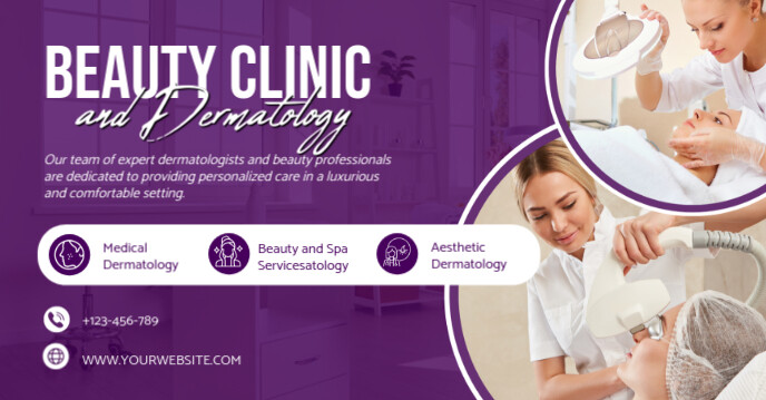White Maximalist Beauty Clinic And Dermatology Advertisement Facebook Group Cover Photo template