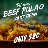 White Maximalist Beef Pulao Instagram Post template