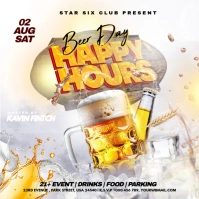 White Maximalist Beer Day Happy Hour Party Editable Online Template  Instagram Post