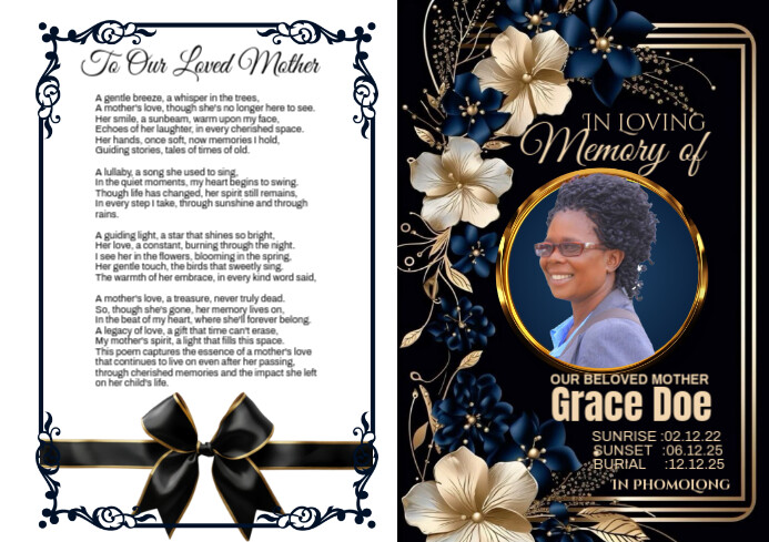White Maximalist Bereavement Program A3 template
