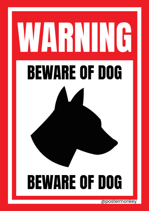 White Maximalist Beware Of Dog A4 template