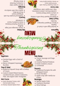 White Maximalist Bi-fold Tent Thanksgiving Day Menu Template A1