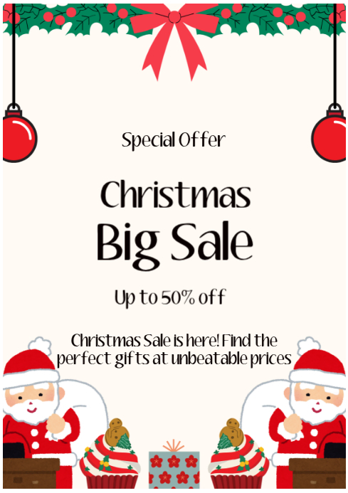 Plantilla de White Maximalist Big Christmas A4 | PosterMyWall