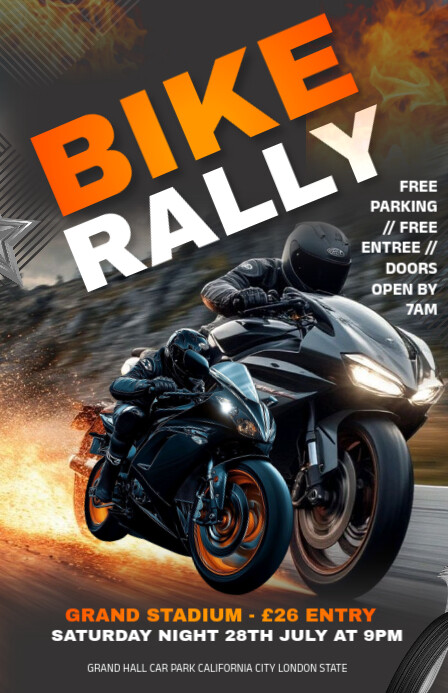White Maximalist Bike Rally Promotion Template Design Tabloid ...